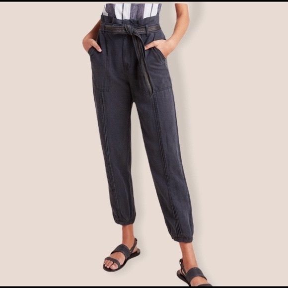 Anthropologie Pants - Anthropologie linen blend paper bag utility jogger grey sz 4